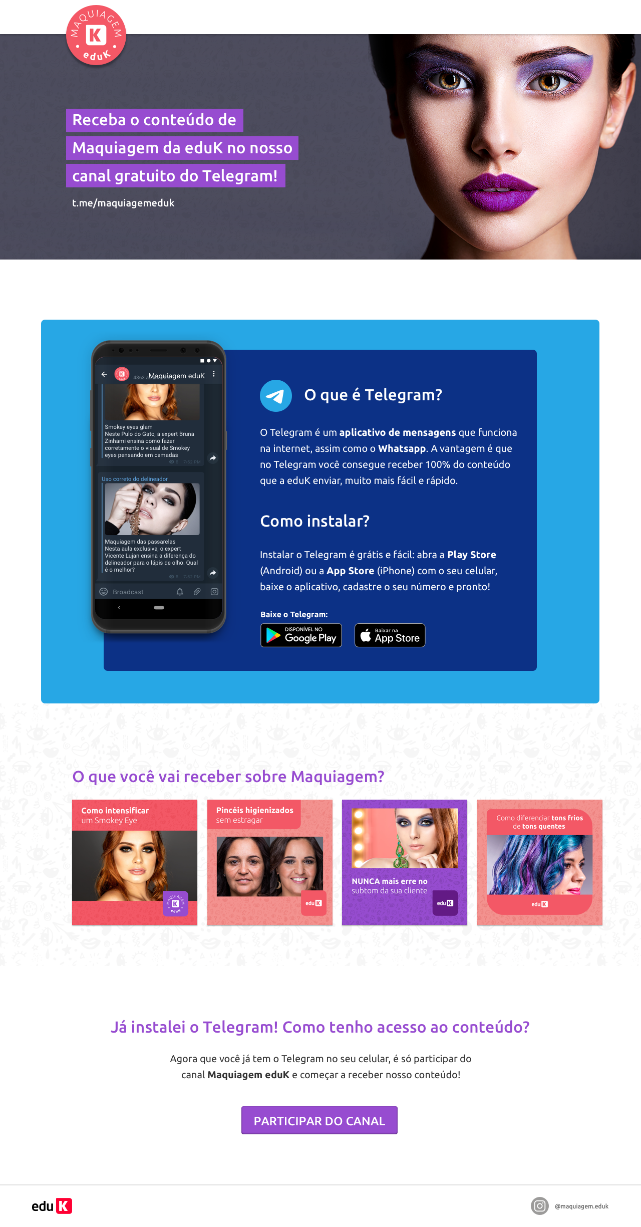 eduK - Landing Page: Makeup Telegram - desktop v2