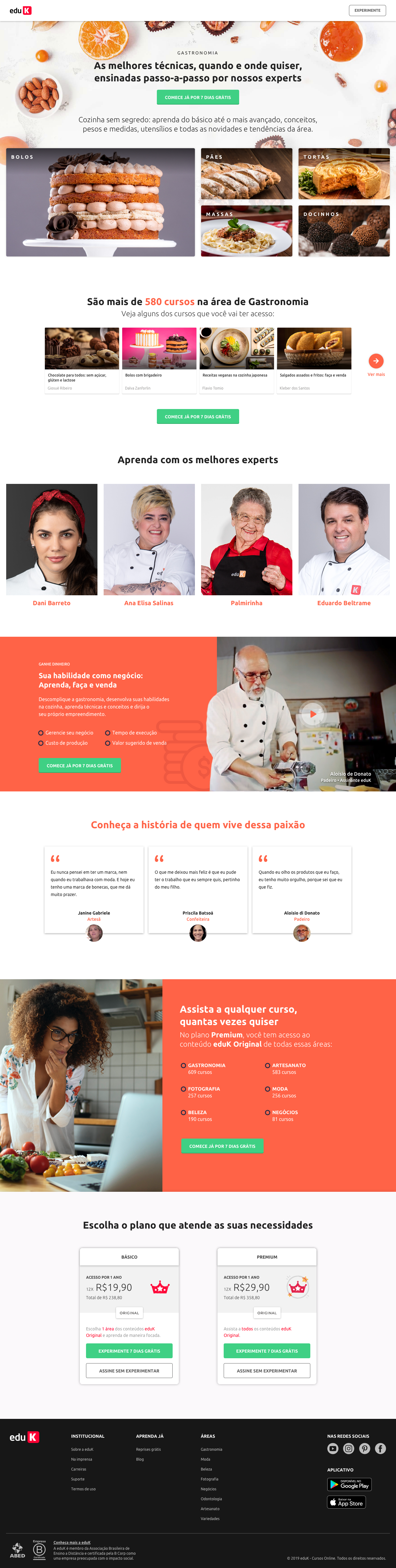 eduK - Landing Page: Gastronomy - v1 desktop
